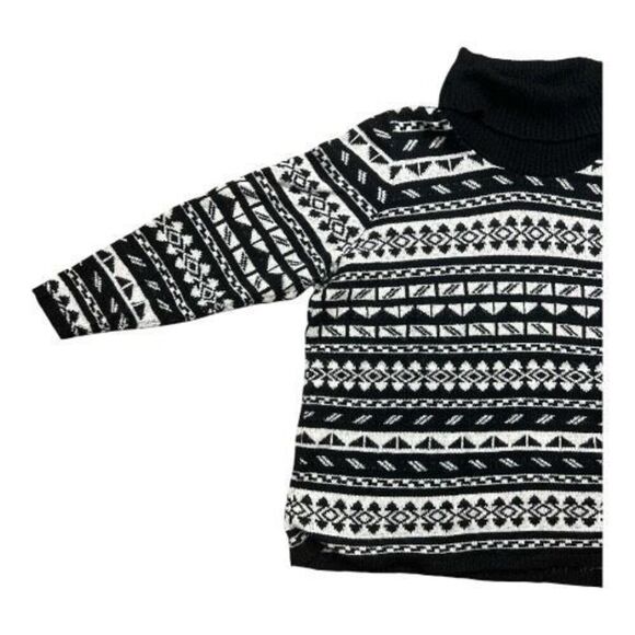 Lane Bryant Plus Size 22/24 Black White Acrylic Pullover Sweater Turtleneck Knit - Picture 5 of 12